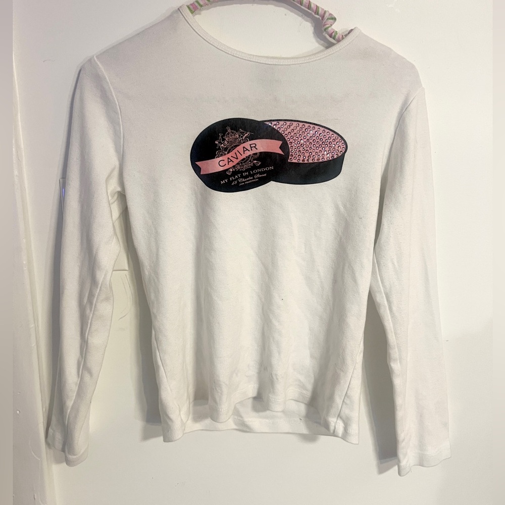 My flat in London pink caviar rhinestone long sleeve tee.